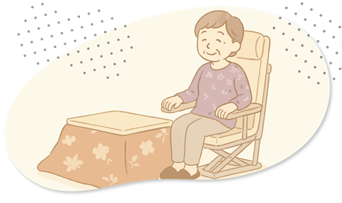 座椅子型リフトとこたつのイメージ