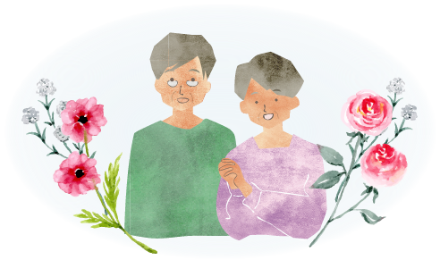 寄り添う夫婦のイラスト